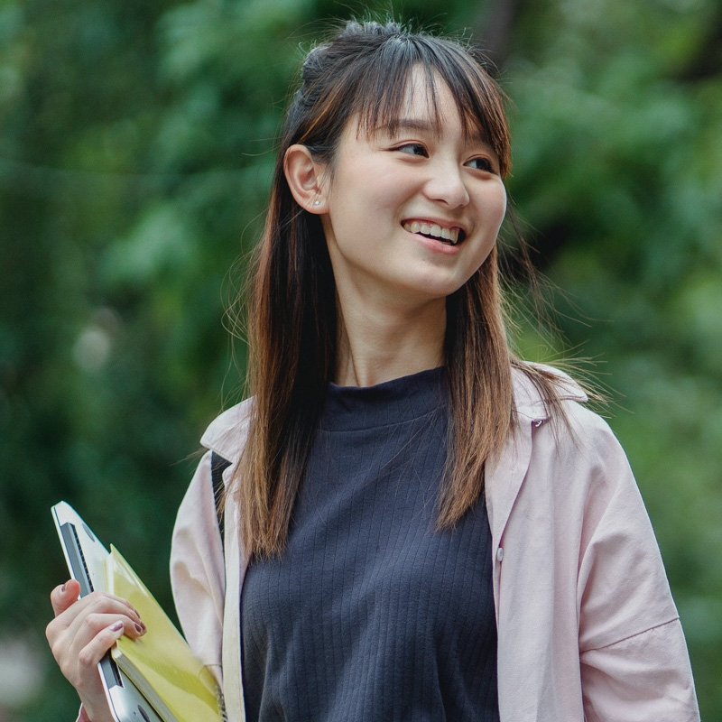 Student holding books